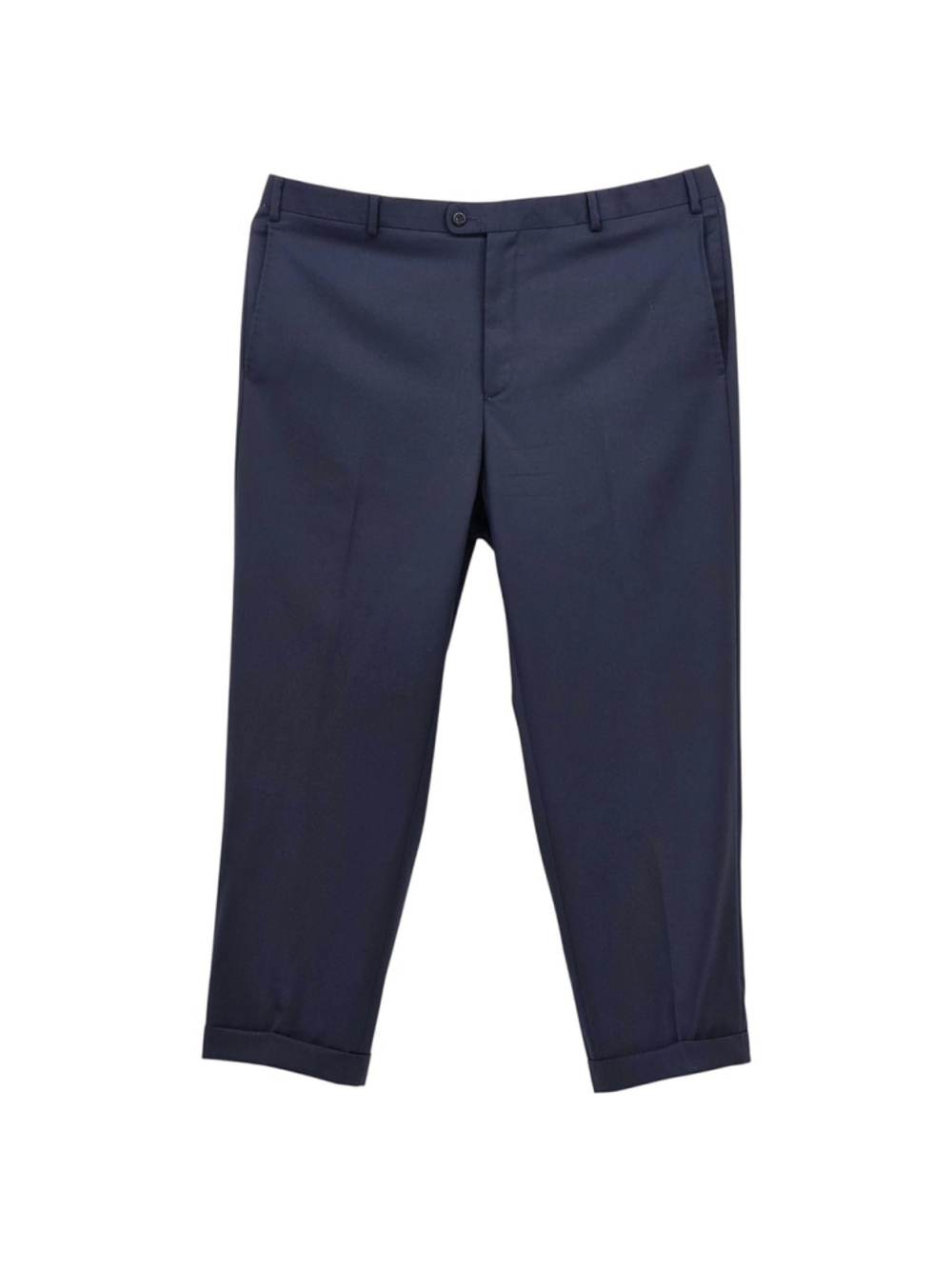 Zanella Todd Dress Pants 42x28 Navy 100% Virgin Wool Made Italy Cuffed Hem